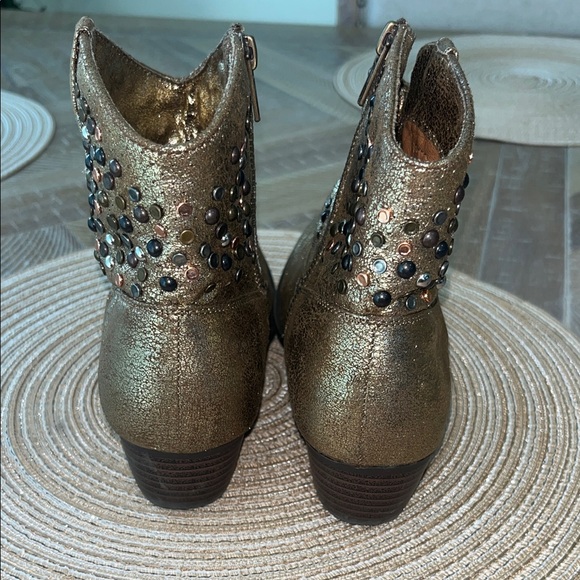 Frye Deborah Gold Studded Ankle Boots - Picture 3 of 7